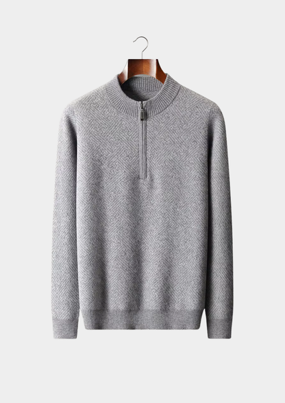 Premium Cashmere Patterned Half-Zip Sweater | Apuro