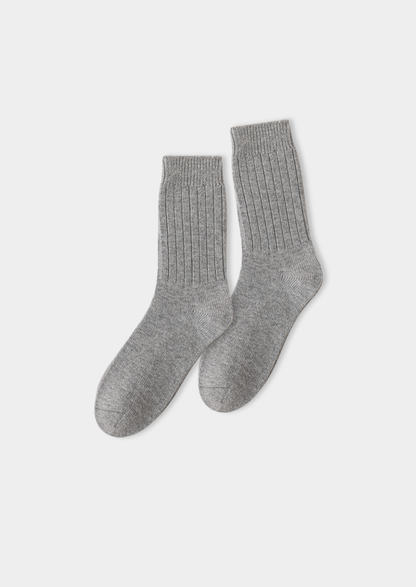 Light Gray Ultra-Soft Ribbed Merino Wool Socks | Apuro