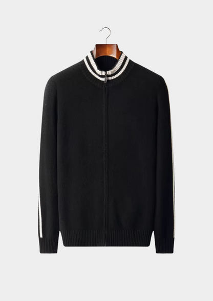 Pure Extra-Fine Merino Wool Two Tone Zip Cardigan | Apuro