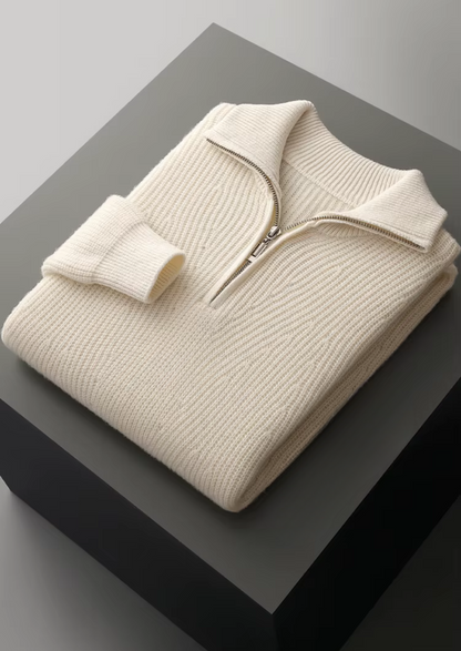 Pure Extra-Fine Merino Wool Ribbed Half-Zip | Apuro