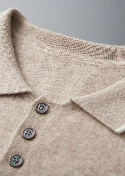 Premium Cashmere Two Tone Button Polo | Apuro