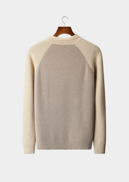 Pure Extra-Fine Merino Wool Two Tone Zipper Sweater Polo | Apuro