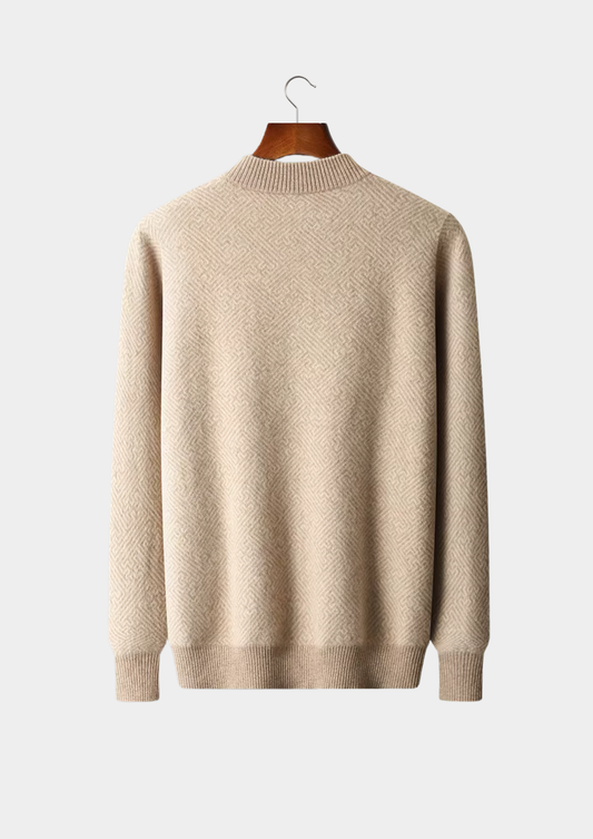 Premium Cashmere Patterned Half-Zip Sweater | Apuro