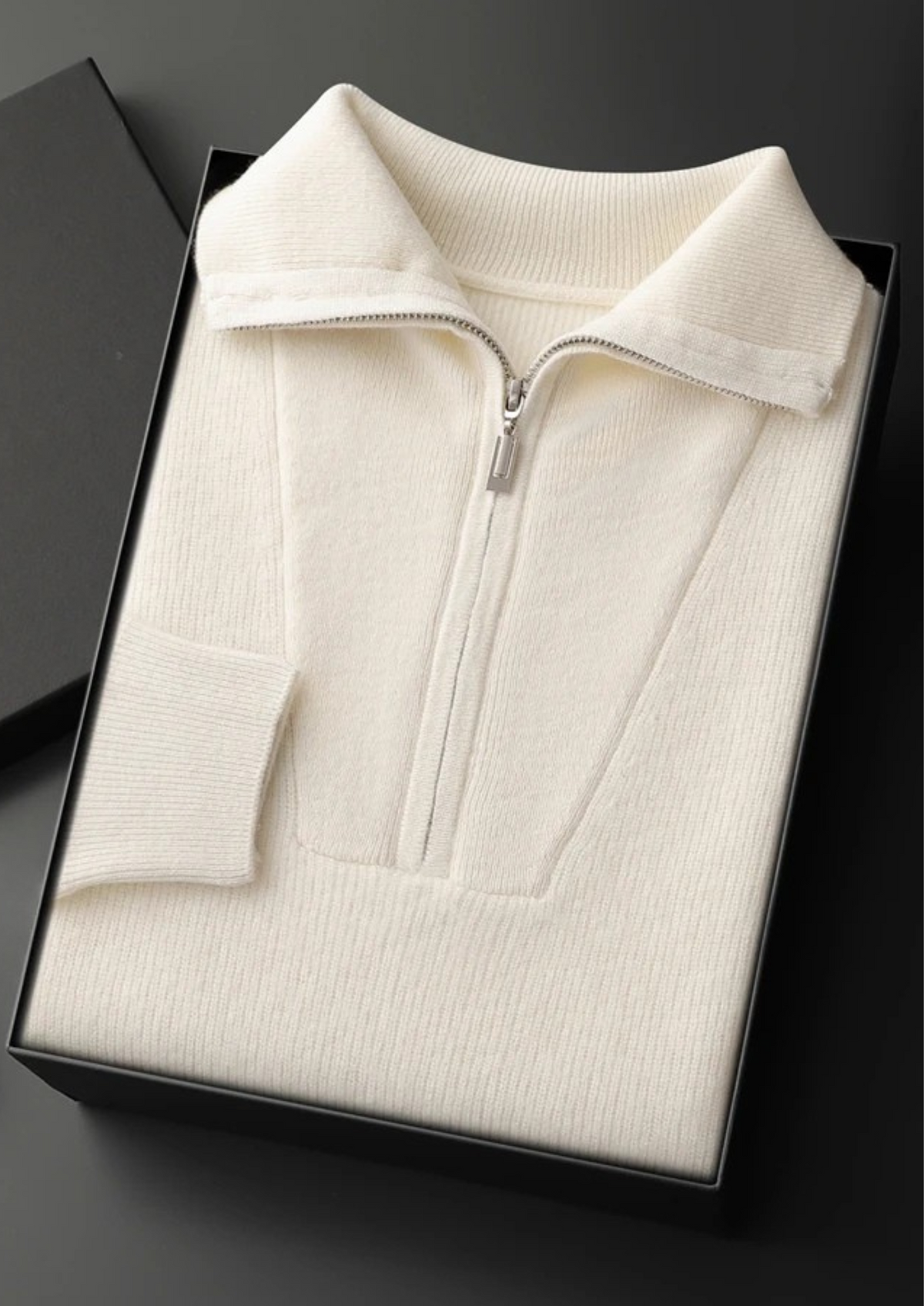 Premium Cashmere Ribbed Half-Zip Sweater | Apuro