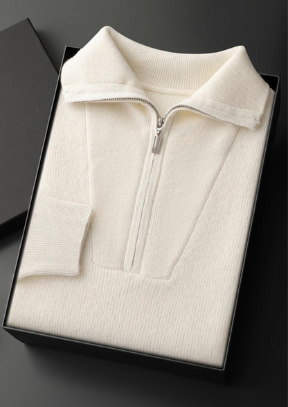 Premium Cashmere Ribbed Half-Zip Sweater | Apuro