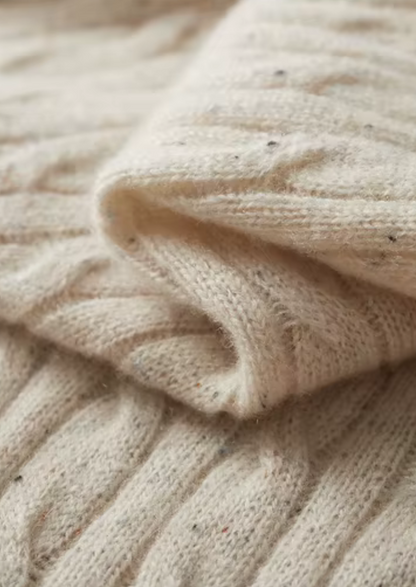 Pure Extra-Fine Merino Wool Nepped Cable Crewneck | Apuro