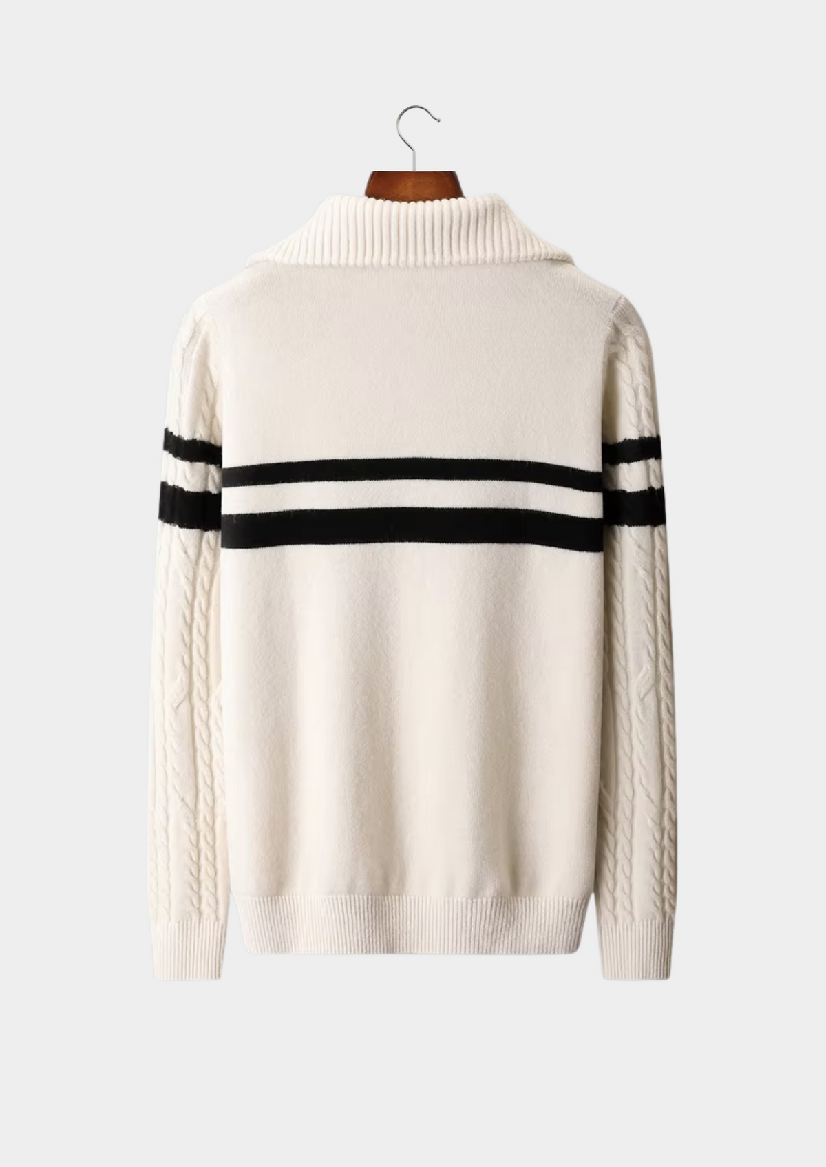 Pure Extra-Fine Merino Wool Striped Half-Zip Sweater | Apuro