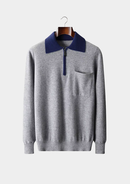 Premium Cashmere Two Tone Zipper Polo | Apuro