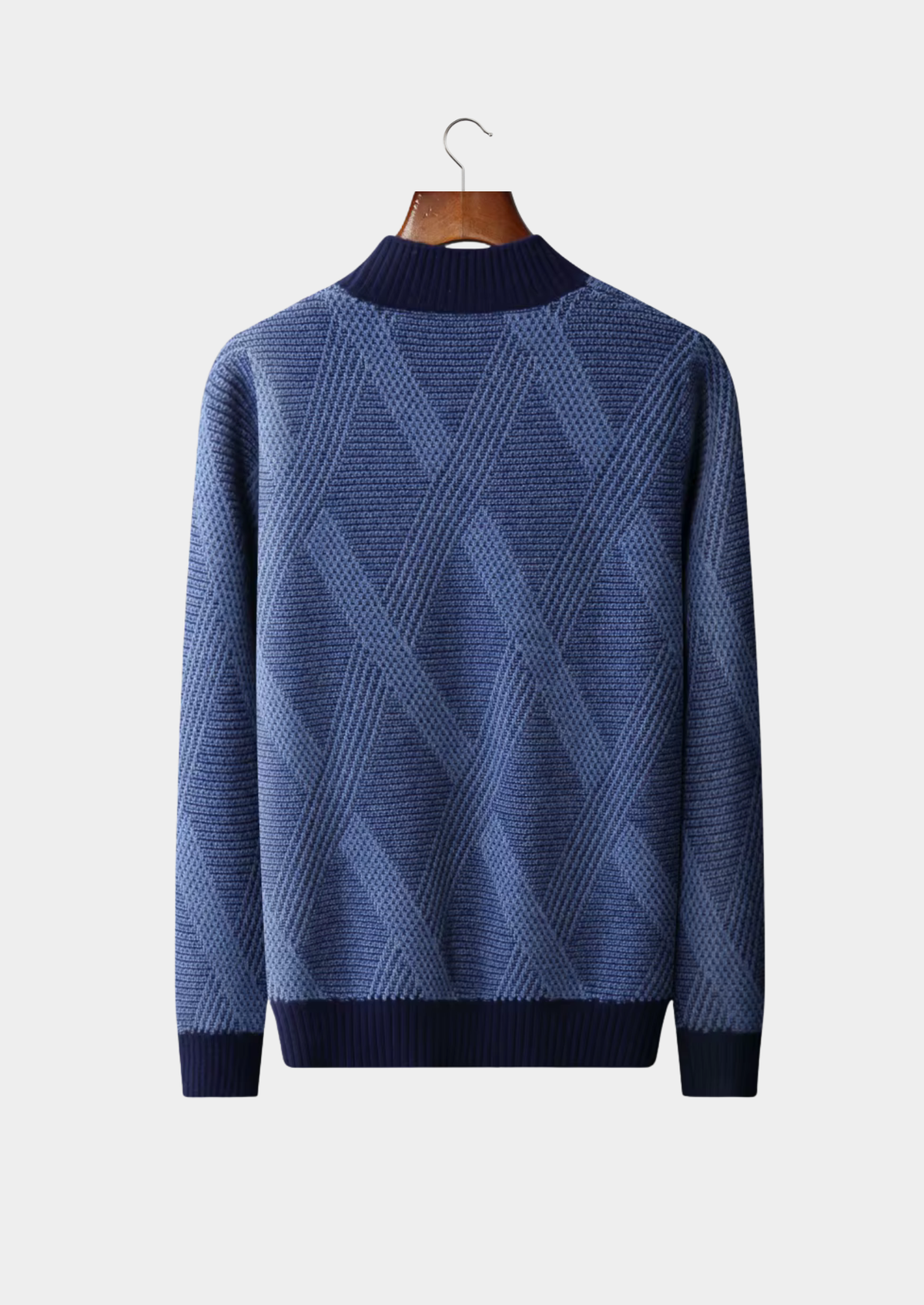 Pure Extra-Fine Merino Wool Two Tone Patterned Mockneck | Apuro