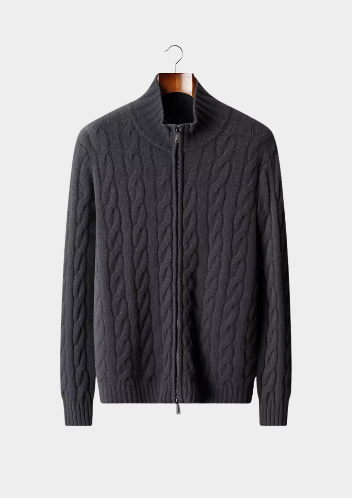 Pure Extra-Fine Merino Wool Dual-Zip Cable Cardigan | Apuro