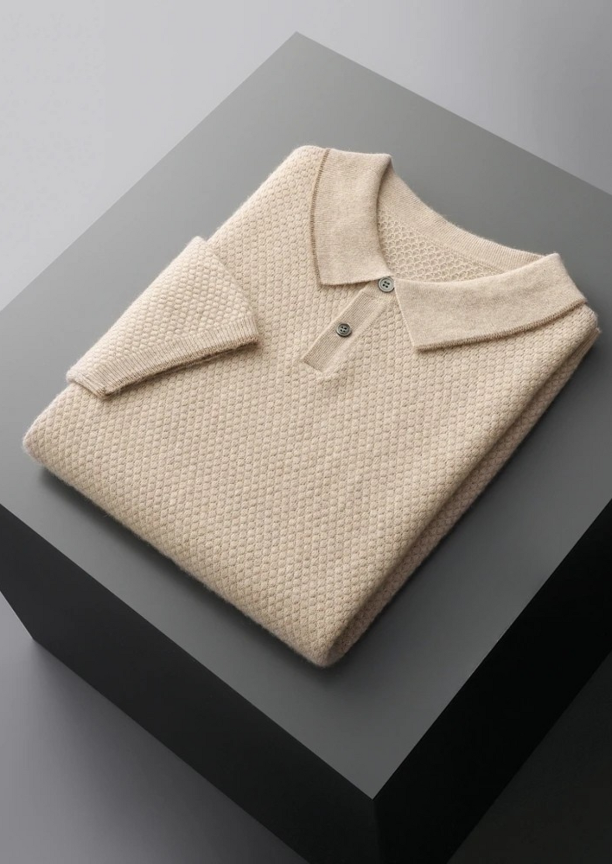 Premium Cashmere Ivory Two-Tone Polo | Apuro