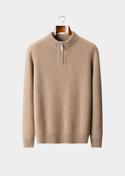 Pure Cashmere Light Beige Half Zip Sweater | Apuro