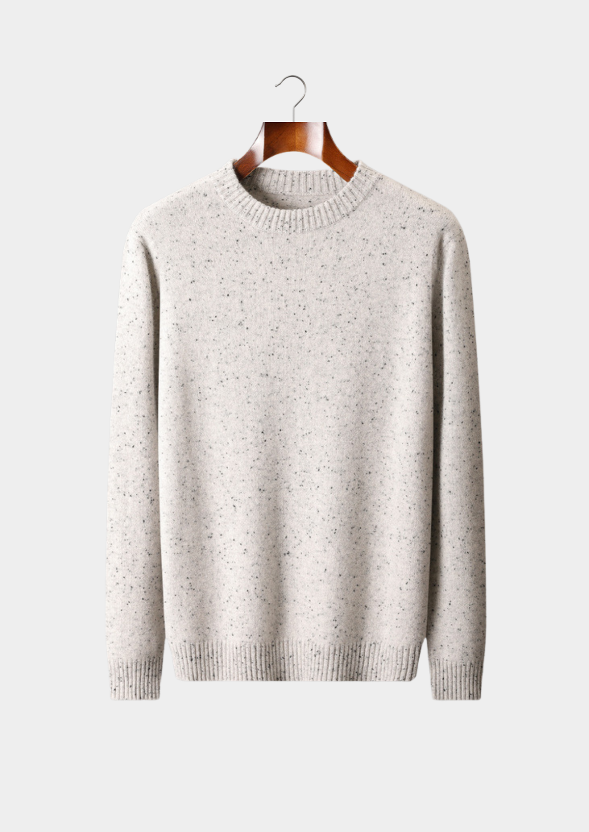 Pure Cashmere White Nepped Essential Crewneck | Apuro