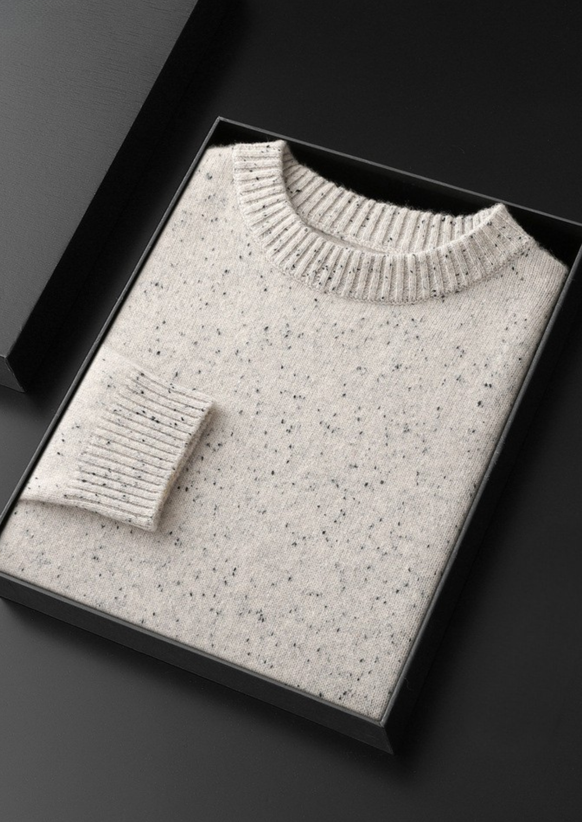 Pure Cashmere White Nepped Essential Crewneck | Apuro
