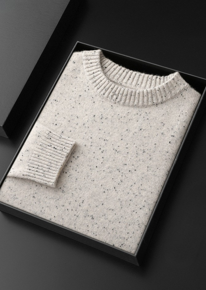 Pure Cashmere White Nepped Essential Crewneck | Apuro