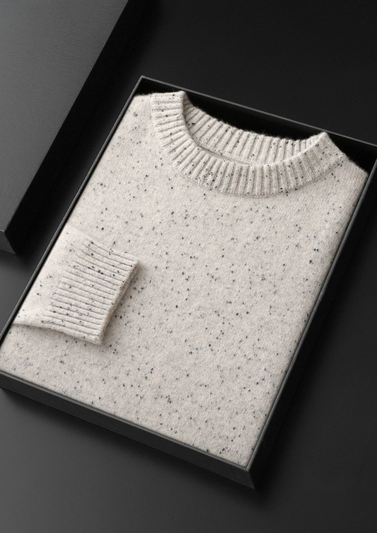 Pure Cashmere White Nepped Essential Crewneck | Apuro
