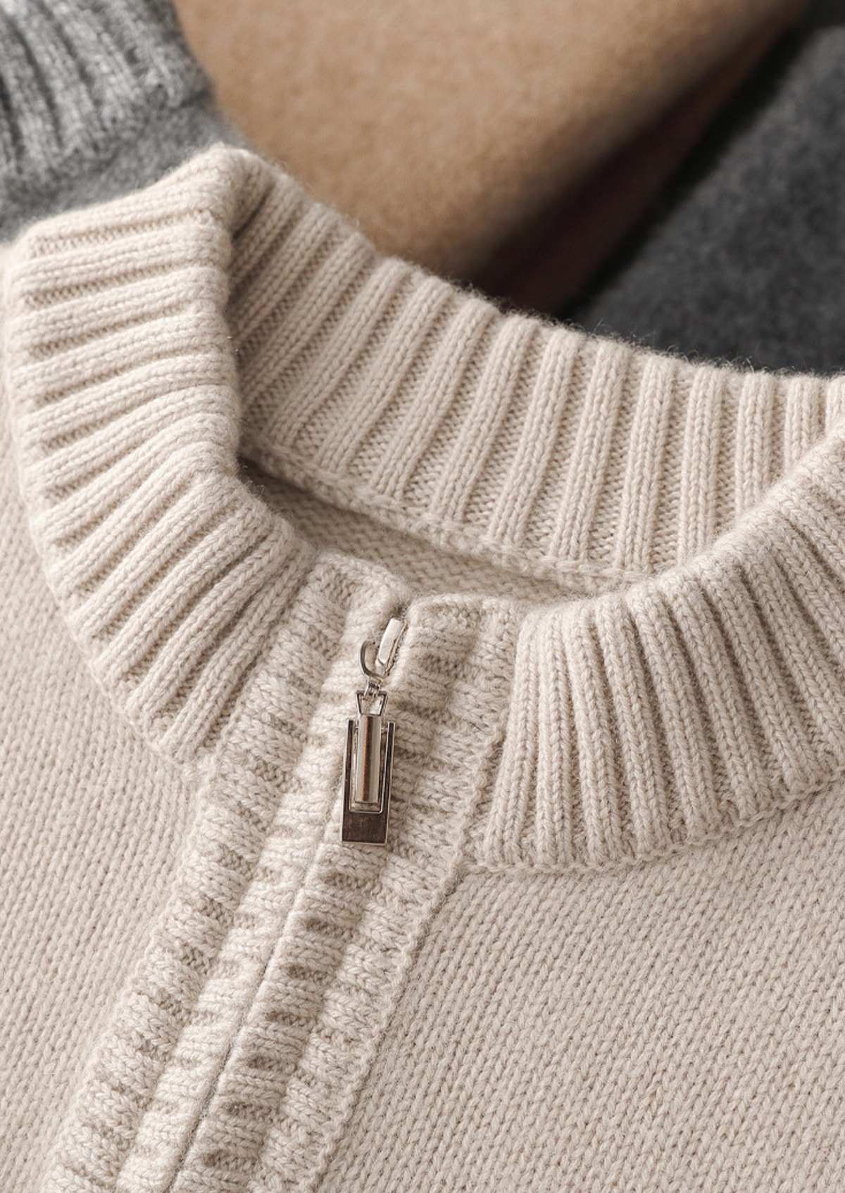 Pure Cashmere Off White Half Zip Sweater | Apuro