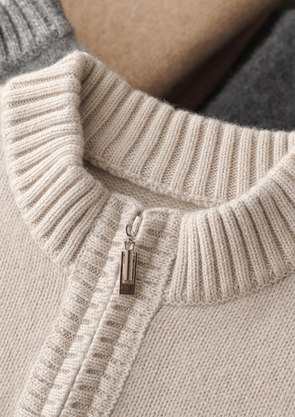 Pure Cashmere Off White Half Zip Sweater | Apuro