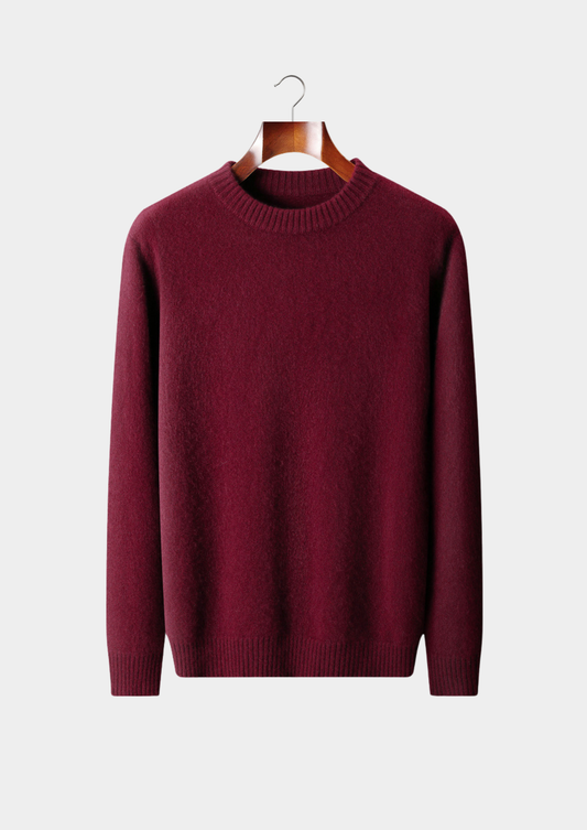 Pure Cashmere Burgundy Essential Crewneck | Apuro