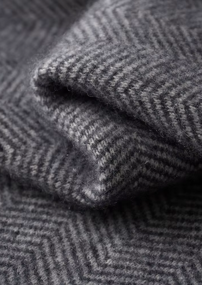 Pure Extra-Fine Merino Wool Gray Herringbone Set | Apuro