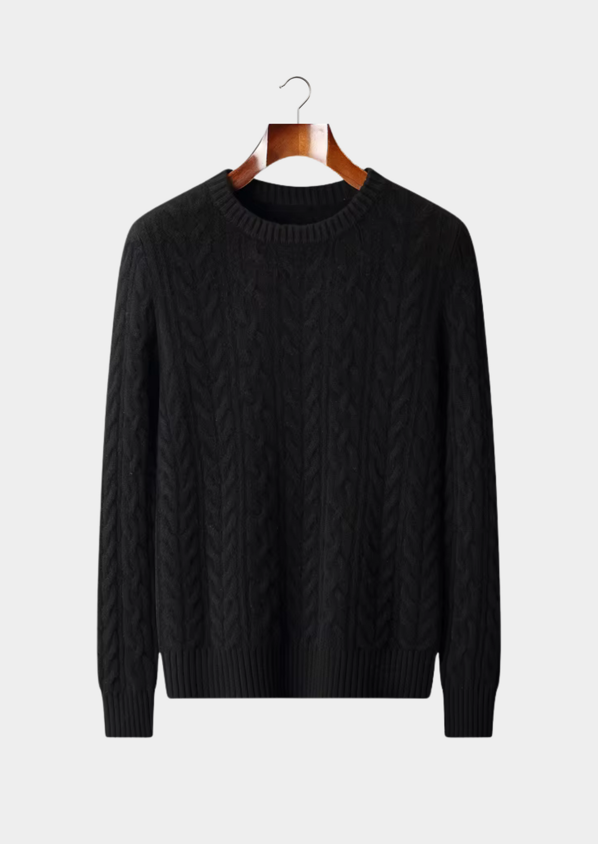 Pure Extra-Fine Merino Wool Cable Knit Crewneck | Apuro