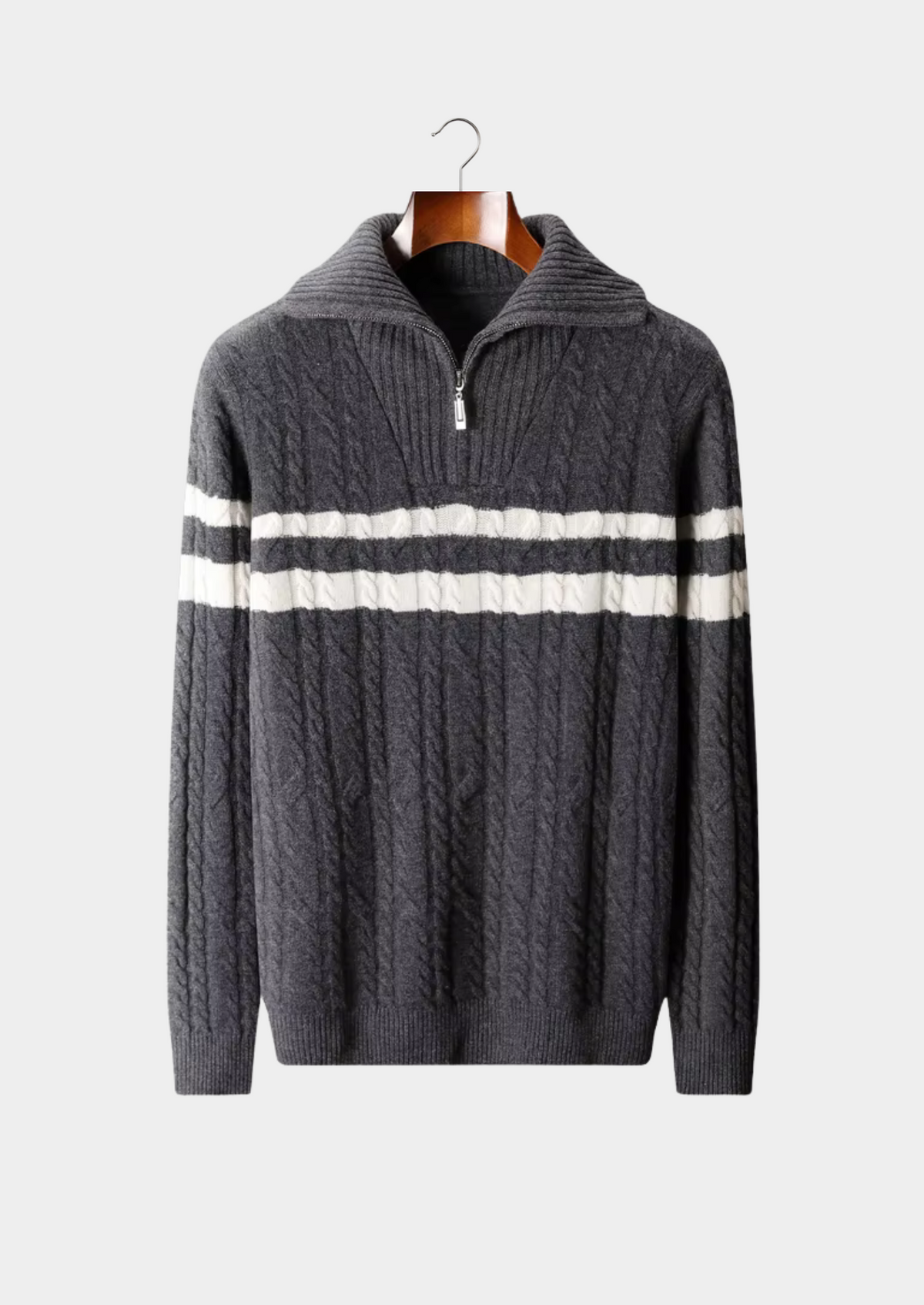 Pure Extra-Fine Merino Wool Striped Half-Zip Sweater | Apuro
