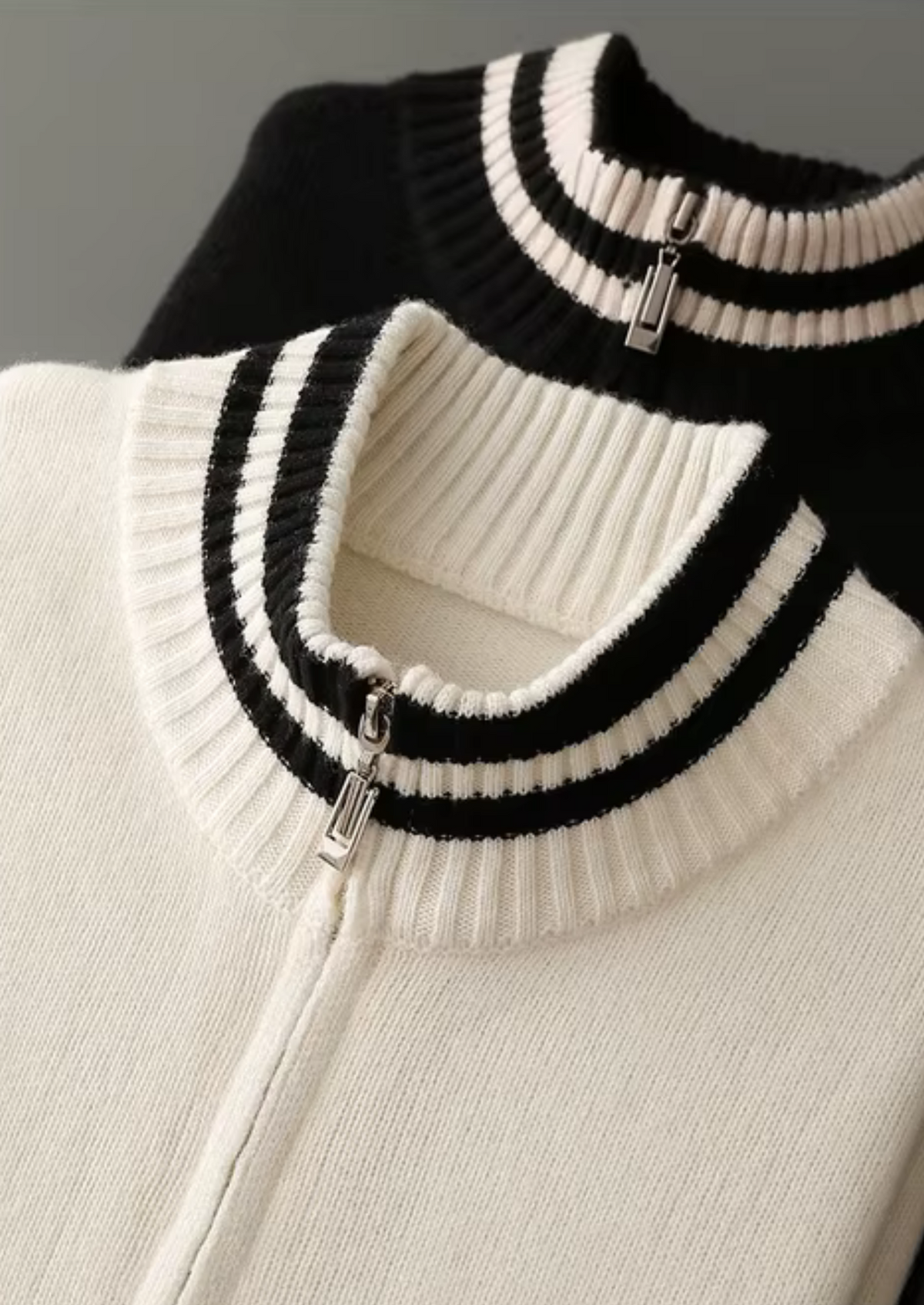 Pure Extra-Fine Merino Wool Two Tone Zip Cardigan | Apuro