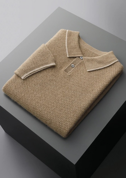 Premium Cashmere Beige Two-Tone Polo | Apuro