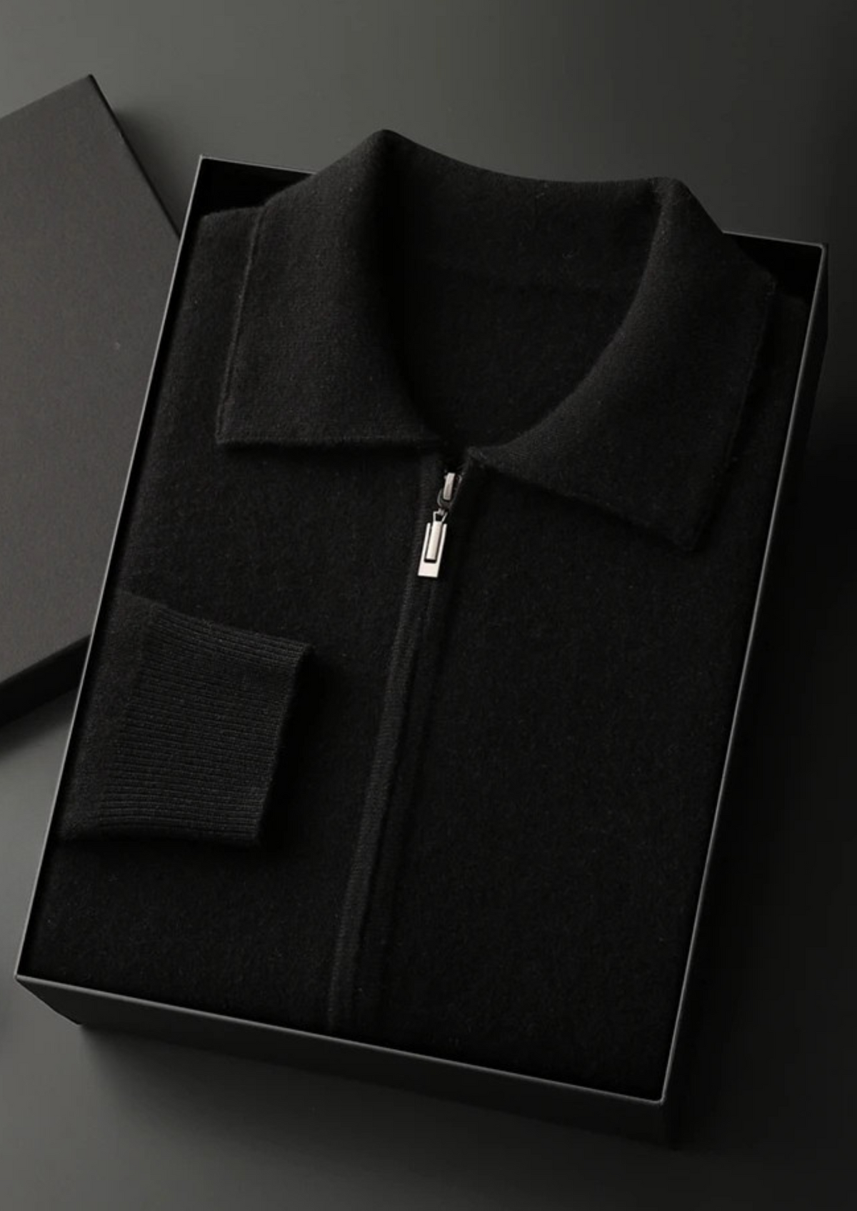 Premium Cashmere Zip Polo Cardigan | Apuro