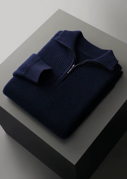 Pure Extra-Fine Merino Wool Ribbed Half-Zip | Apuro