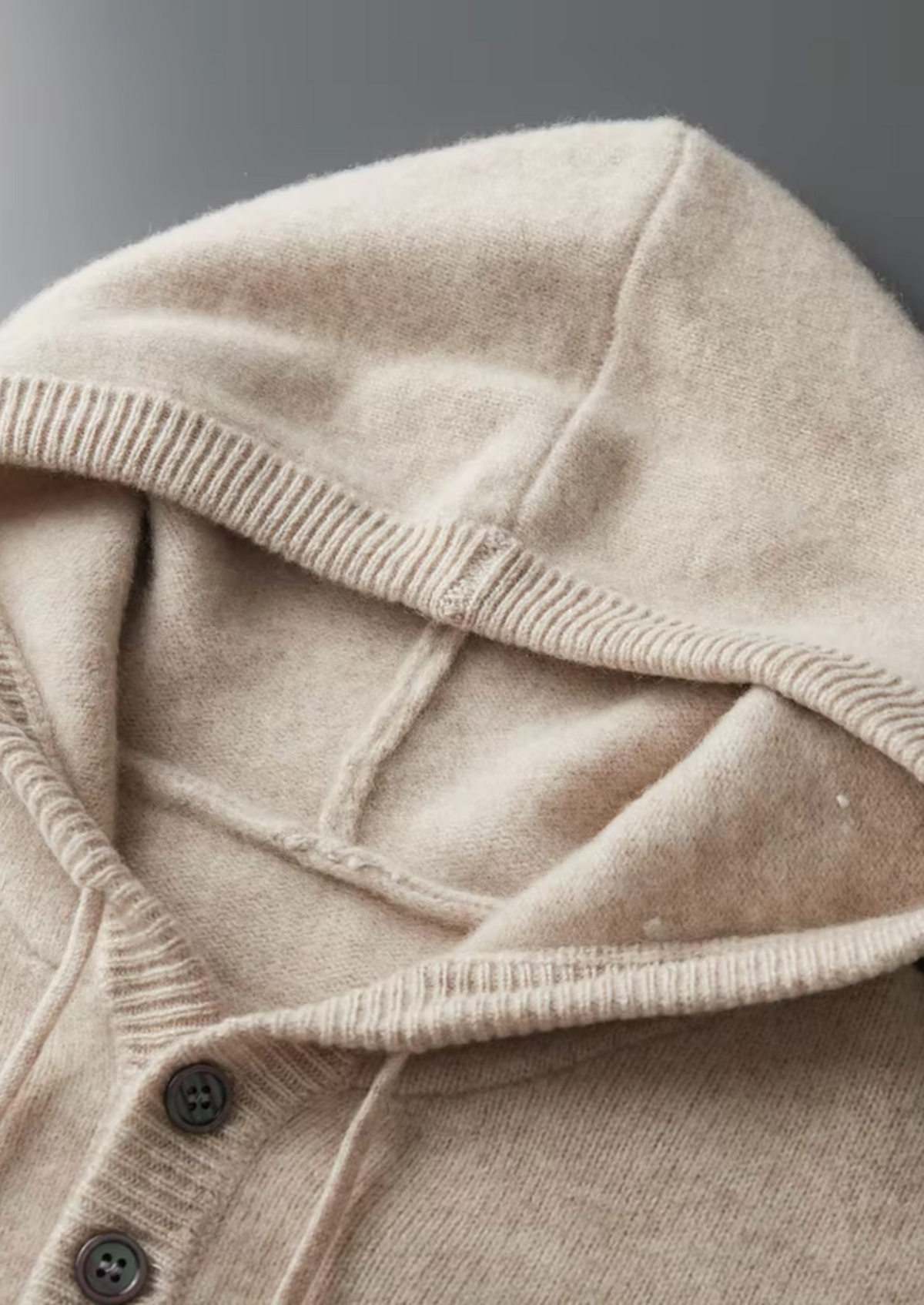 Pure Extra-Fine Merino Wool Button Hoodie | Apuro