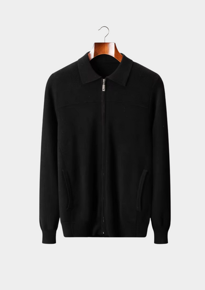 Pure Extra-Fine Merino Wool Ribbed Polo Cardigan | Apuro