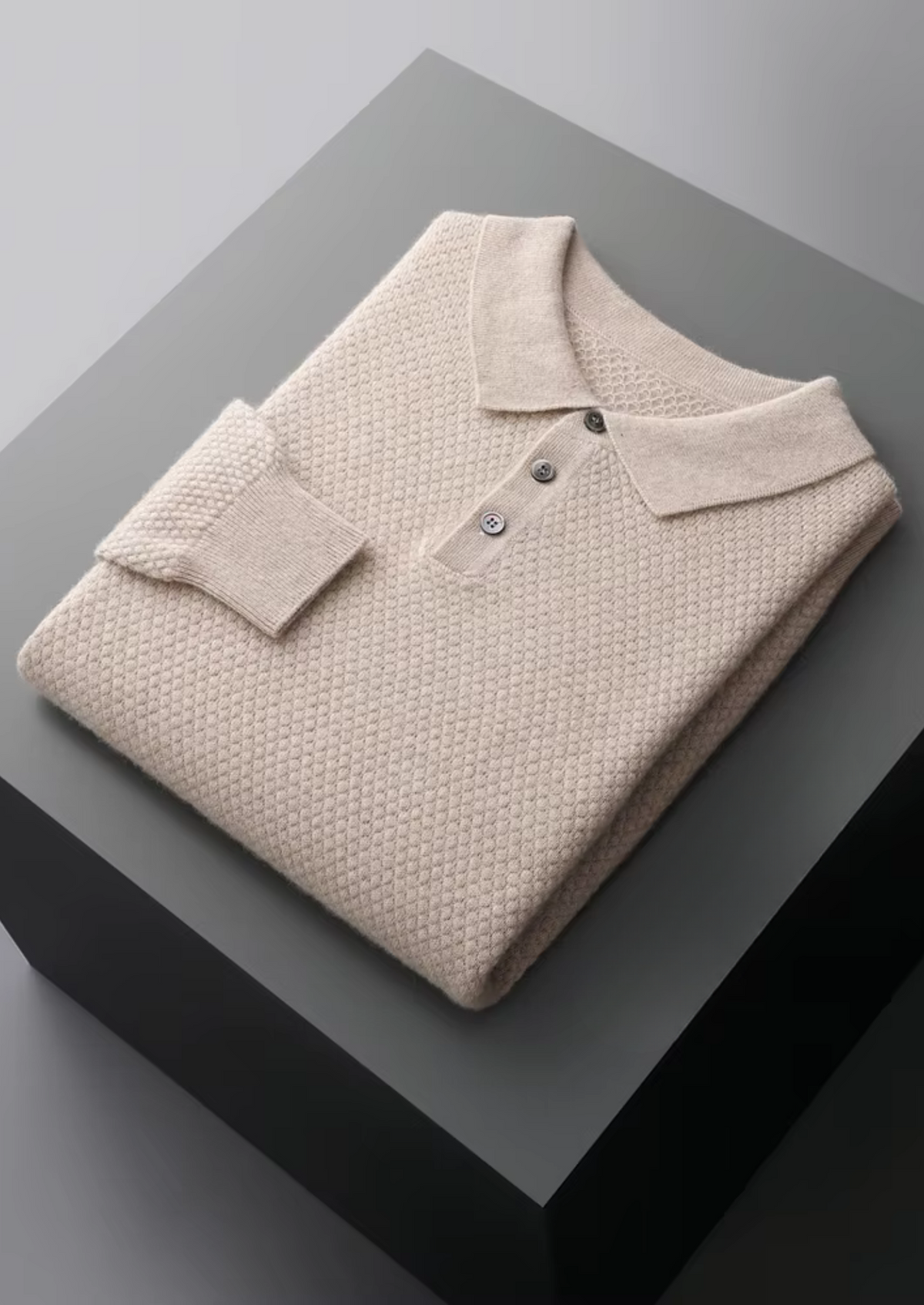 Premium Cashmere Textured Sweater Polo | Apuro