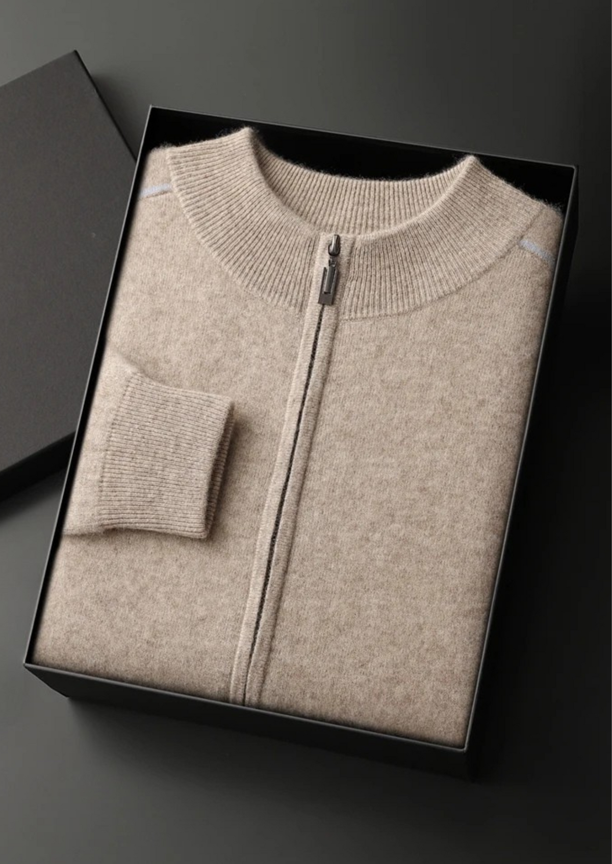 Premium Cashmere Two Tone Zip Cardigan | Apuro