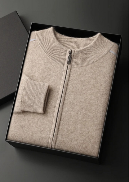 Premium Cashmere Two Tone Zip Cardigan | Apuro