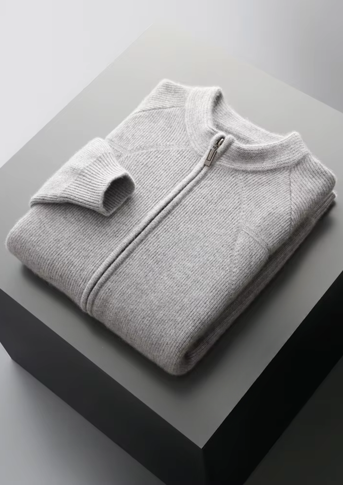 Pure Extra-Fine Merino Wool Ribbed Zip Cardigan | Apuro