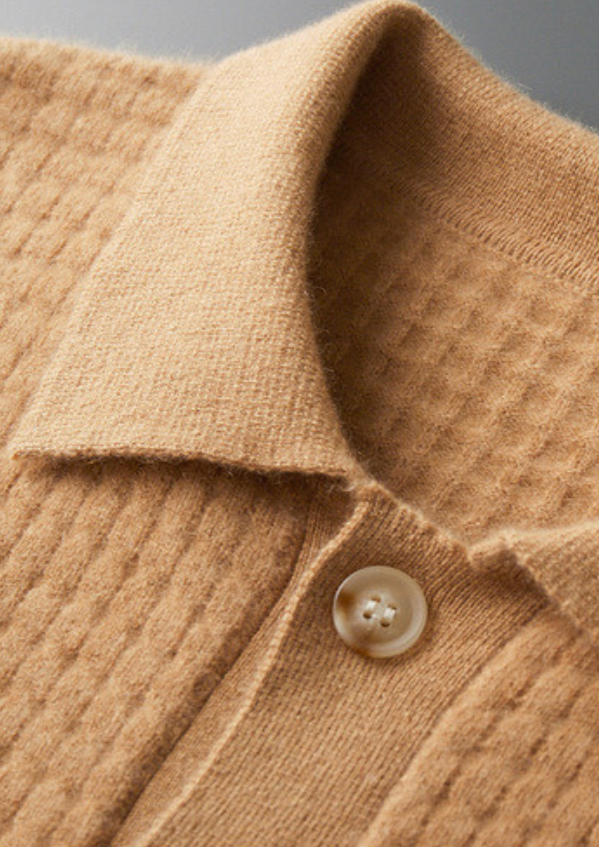 Pure Cashmere Caramel Textured Button Cardigan | Apuro