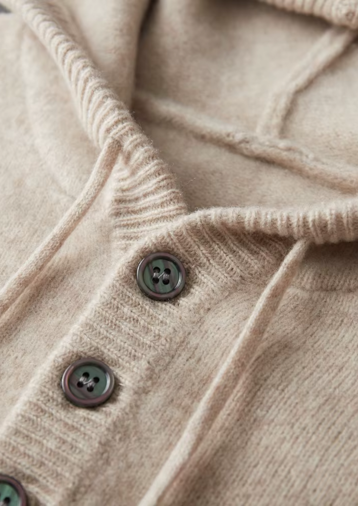 Pure Extra-Fine Merino Wool Button Hoodie | Apuro