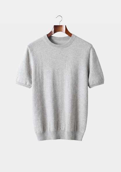 Premium Cashmere Classic Crewneck T-Shirt - Light Gray | Apuro