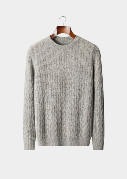 Pure Extra-Fine Merino Wool Nepped Cable Crewneck | Apuro