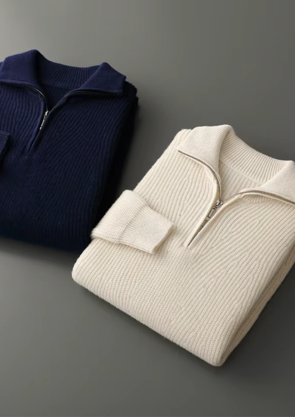 Pure Extra-Fine Merino Wool Ribbed Half-Zip | Apuro