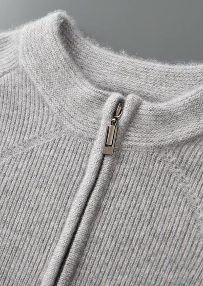 Pure Extra-Fine Merino Wool Ribbed Zip Cardigan | Apuro
