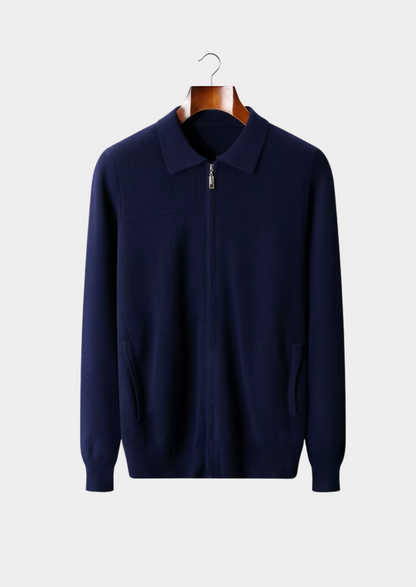 Pure Extra-Fine Merino Wool Ribbed Polo Cardigan | Apuro