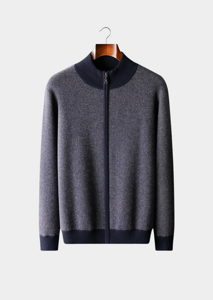 Premium Cashmere Jacquard Zip Cardigan | Apuro