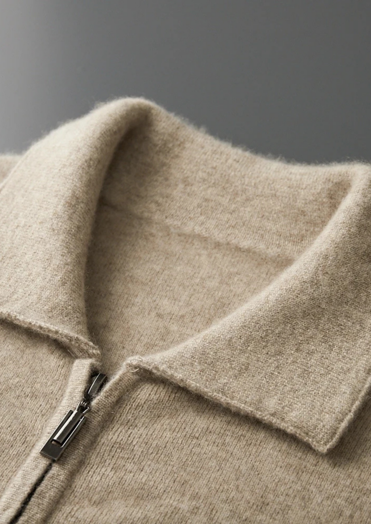 Premium Cashmere Zip Polo Cardigan | Apuro