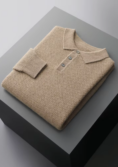 Premium Cashmere Textured Sweater Polo | Apuro