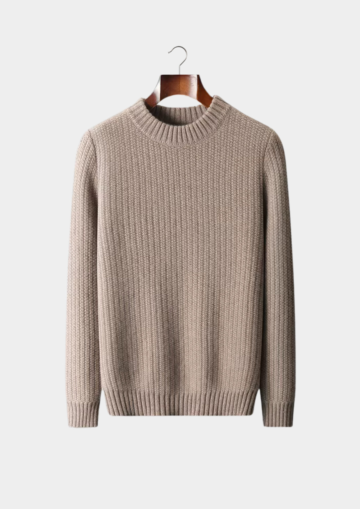 Pure Cashmere Beige Heavyweight Crewneck | Apuro