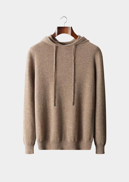Pure Extra-Fine Merino Wool Beige Leisure Hoodie | Apuro