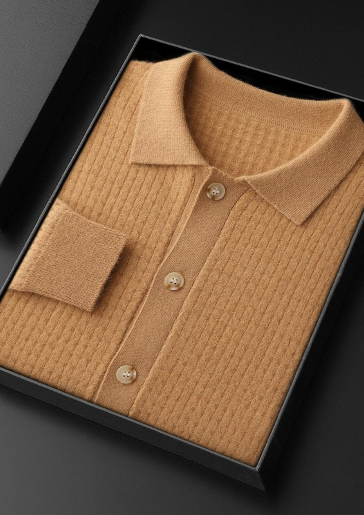 Pure Cashmere Caramel Textured Button Cardigan | Apuro