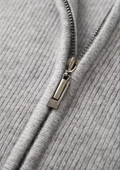 Pure Extra-Fine Merino Wool Ribbed Zip Cardigan | Apuro